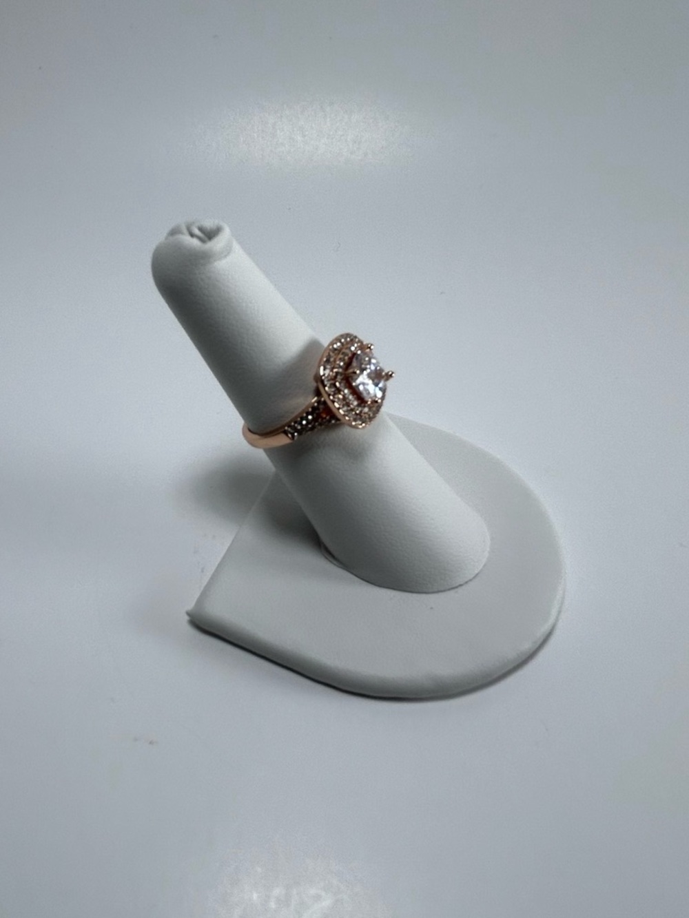 Rose Gold Halo Ring with Center Stone Size 7 - Picture 3 of 11